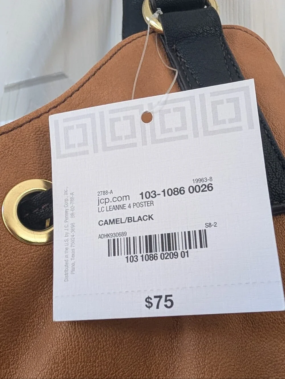 Liz Claiborne Tan with Black Trim Drawstring Tassel Shoulder Bag